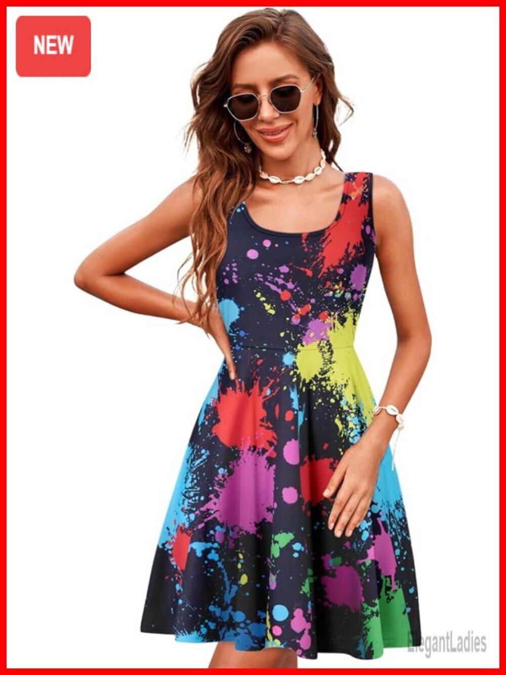Sleeveless Scoop Neck Flared A Line Midi Sundress